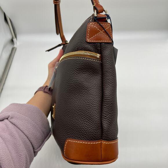 Dooney & Bourke Pebble Leather Crossbody Purse Brown T'moro - Picture 7 of 10